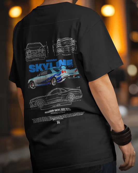 Nissan GTR R34 Oversized 240GSM White Streetwear T-Shirt – BruhFit