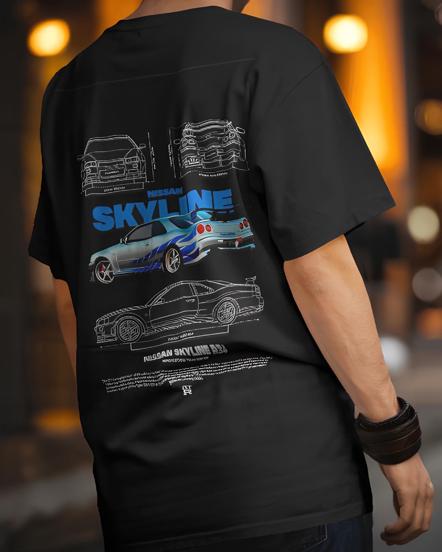 Nissan GTR R34 Oversized 240GSM White Streetwear T-Shirt – BruhFit